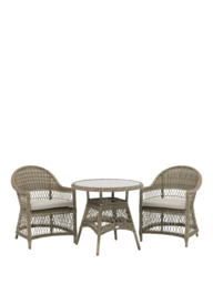 Bramblecrest RHS Rosemoor 2-Seater Round Garden Bistro Table & Chairs Set, Latte