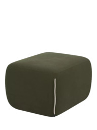 Cozmo Cozy Pouffe Footstool, Dark Green Velvet Natural Piping - thumbnail 1
