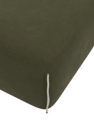 Cozmo Cozy Pouffe Footstool, Dark Green Velvet Natural Piping - thumbnail 4