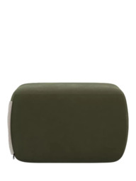 Cozmo Cozy Pouffe Footstool, Dark Green Velvet Natural Piping - thumbnail 3