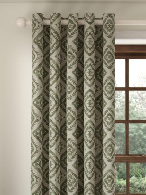 John Lewis Native Weave Pair Lined Eyelet Curtains - image 1