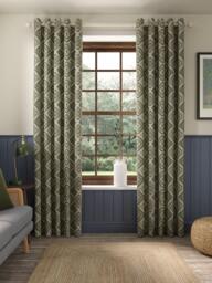 John Lewis Native Weave Pair Lined Eyelet Curtains - thumbnail 2