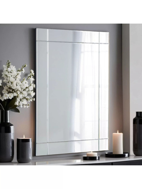 Yearn Oxford Bevelled Glass Rectangular Wall Mirror, 100 x 70cm, Clear - image 1