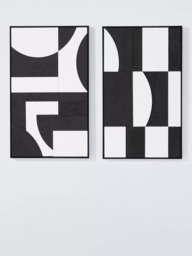 John Lewis 'Modernist' Framed Hand Painted 3D Canvas, Set of 2, 100 x 60cm, Black/White - thumbnail 1