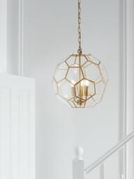 John Lewis Geometric Glass Ball Pendant Ceiling Light, Gold - thumbnail 2