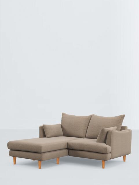 John Lewis Fika Compact 3 Seater LHF Chaise End Sofa, Light Leg, Chunky Chenille Natural - image 1