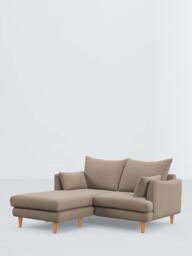 John Lewis Fika Compact 3 Seater LHF Chaise End Sofa, Light Leg, Chunky Chenille Natural - thumbnail 1