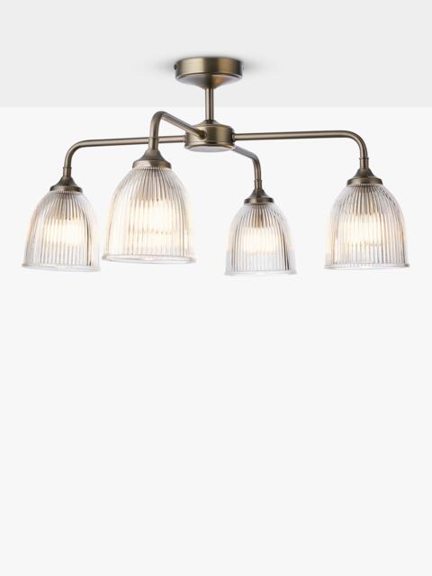 John Lewis Saltern Glass 4 Arm Semi Flush Ceiling Light, Pewter - image 1