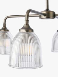 John Lewis Saltern Glass 4 Arm Semi Flush Ceiling Light, Pewter - thumbnail 4