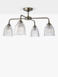John Lewis Saltern Glass 4 Arm Semi Flush Ceiling Light, Pewter - thumbnail 3
