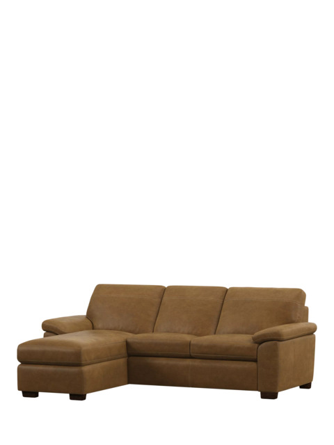 John Lewis Camden LHF Chaise End Leather Sofa Bed, Dark Leg - image 1
