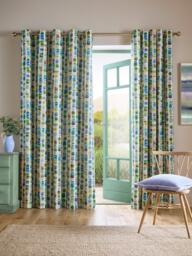bluebellgray Tobermory Pair Lined Eyelet Curtains, Ocean
