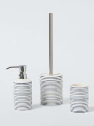 John Lewis Fine Stripe Toilet Brush and Holder, Navy - thumbnail 3