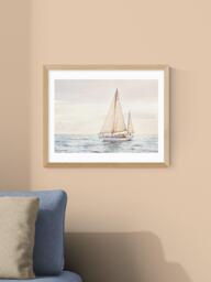 EAST END PRINTS Sisi and Seb 'Sailboat' Framed Print, 43.4 x 53.4cm, Natural - thumbnail 2