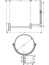 Hansgrohe AddStoris Wall-Mounted Magnifying Shaving Mirror - thumbnail 2