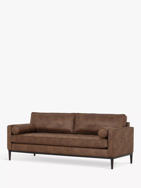 Swyft Model 02 Large 3 Seater Faux Leather Sofa, Chestnut - image 1
