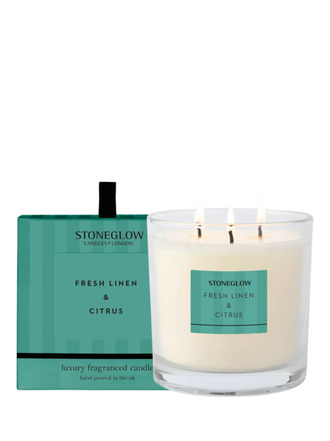 Stoneglow Linen & Citrus 3 Wick Scented Candle, 760g