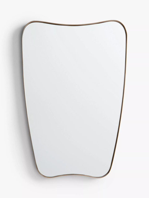 John Lewis Mid-Century Curved Metal Frame Wall Mirror, 96 x 65cm, Antique Brass - image 1