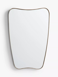 John Lewis Mid-Century Curved Metal Frame Wall Mirror, 96 x 65cm, Antique Brass - thumbnail 1