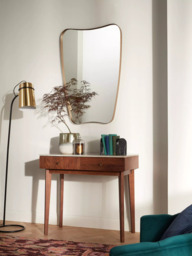 John Lewis Mid-Century Curved Metal Frame Wall Mirror, 96 x 65cm, Antique Brass - thumbnail 5