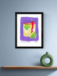 EAST END PRINTS Natalie Cass 'Spicy Margs' Framed Print, 43.4 x 33.4cm, Black Frame - thumbnail 2