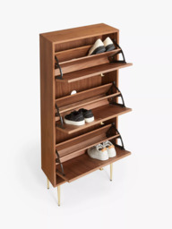 John Lewis Harvard Tall Shoe Storage Unit, Walnut - thumbnail 4
