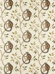 Sanderson Ringtailed Lemur Made to Measure Curtains or Roman Blind, Olive