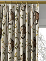 Sanderson Ringtailed Lemur Made to Measure Curtains or Roman Blind, Olive - thumbnail 2