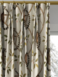 Sanderson Ringtailed Lemur Made to Measure Curtains or Roman Blind, Olive - thumbnail 4