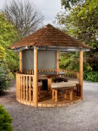 Breeze House Savannah Classic Cedar Shingle Roof Circular Gazebo, FSC-Certified (Scandinavian Redwood) - thumbnail 2