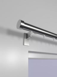 John Lewis Made to Order Select Gliding Curtain Pole with Stud Finial, Wall Fix, Dia.30mm - thumbnail 2
