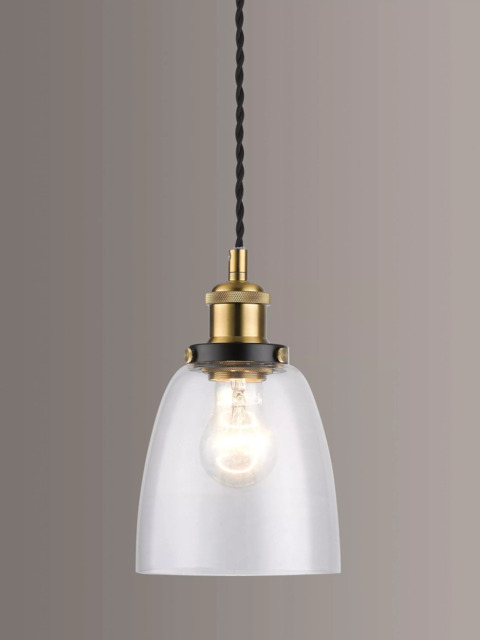 John Lewis Glass Ceiling Light, Clear/Brass - image 1