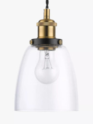 John Lewis Glass Ceiling Light, Clear/Brass - thumbnail 3