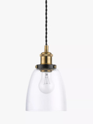 John Lewis Glass Ceiling Light, Clear/Brass - thumbnail 2