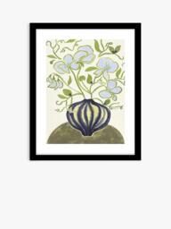 John Lewis La Poire 'Sweet Peas' Framed Print & Mount, 62 x 52cm, Green/Blue - thumbnail 1