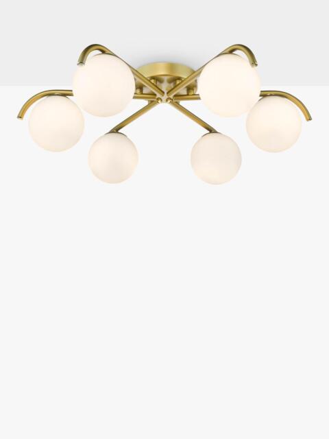 Där Orlena 6 Arm Glass Globe Pendant Flush Ceiling Light, Gold - image 1