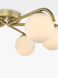 Där Orlena 6 Arm Glass Globe Pendant Flush Ceiling Light, Gold - thumbnail 4
