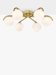 Där Orlena 6 Arm Glass Globe Pendant Flush Ceiling Light, Gold - thumbnail 1