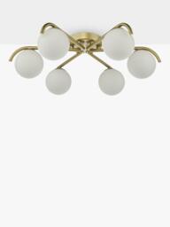 Där Orlena 6 Arm Glass Globe Pendant Flush Ceiling Light, Gold - thumbnail 3
