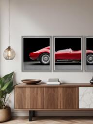 Brookpace Lascelles Maserati 250S Fantuzzi Triptych Framed Photographic Print, 65 x 175cm, Red/Black - thumbnail 2
