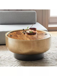 west elm Drum Coffee Table, Antique Brass - thumbnail 2
