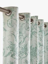 Laura Ashley Tuileries Pair Blackout Lined Eyelet Curtains, Dark Sage - thumbnail 3