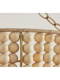 Pottery Barn Bristol Bowl Beaded Wood Chandelier Ceiling Light, Natural - thumbnail 4