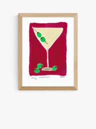EAST END PRINTS Natalie Cass 'Dry Martini Cocktail' Framed Print, 43.4 x 33.4cm, Oak Frame