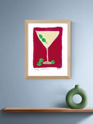 EAST END PRINTS Natalie Cass 'Dry Martini Cocktail' Framed Print, 43.4 x 33.4cm, Oak Frame - thumbnail 2