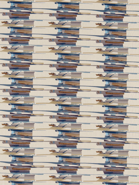 Harlequin Momentum 4 Made to Measure Curtains or Roman Blind, Old Navy/Denim/Tan - image 1
