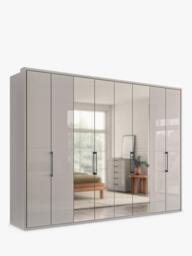 John Lewis Osaka 3m Bi-Fold Wardrobe with 4 Glass Doors & 4 Mirrored Doors