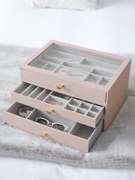 Stackers Supersize Glass Lid 3 Drawer Jewellery Box - thumbnail 2