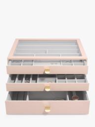 Stackers Supersize Glass Lid 3 Drawer Jewellery Box - thumbnail 1