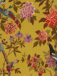 GP & J Baker Hydrangea Bird Made to Measure Curtains or Roman Blind, Ochre